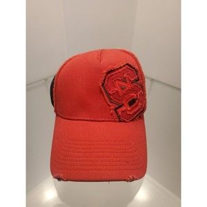 𝅺NC State Snapback Distressed Trucker Hat Wolfpack Red and Black One Size